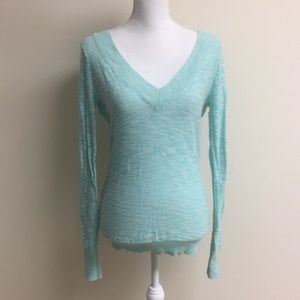 Express v neck sweater in Heathered sea foam green
